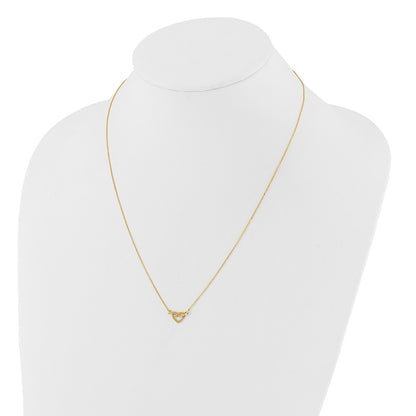 14K Yellow Gold Polished Heart with Arrow 18in with 2in Ext. Necklace