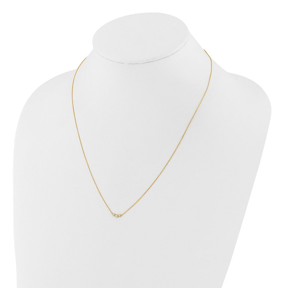 14K Yellow Gold Polished 3 Stone CZ 18in with 2in Ext. Necklace