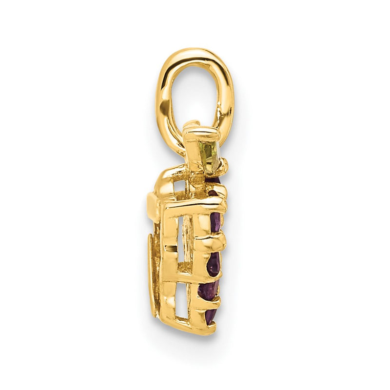14K Yellow Gold Gold Amethyst and Peridot Grapes Chain Slide