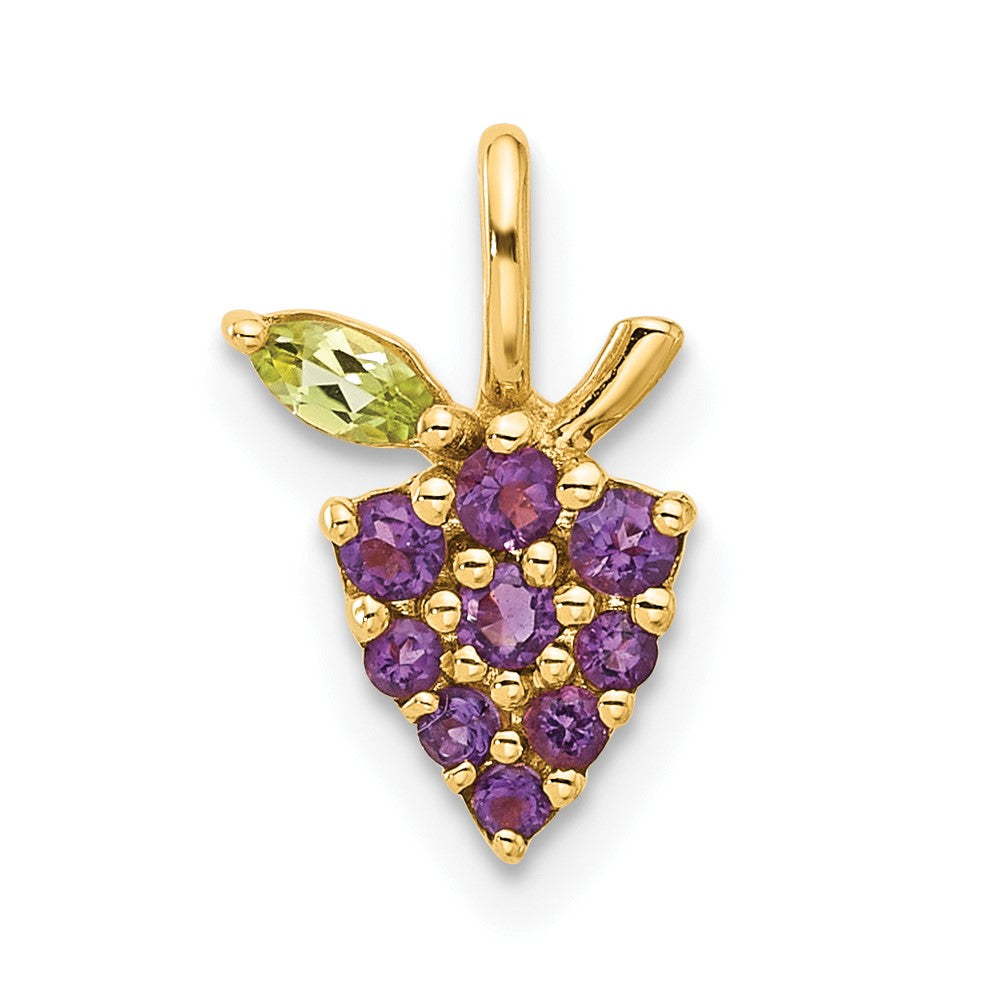 14K Yellow Gold Gold Amethyst and Peridot Grapes Chain Slide