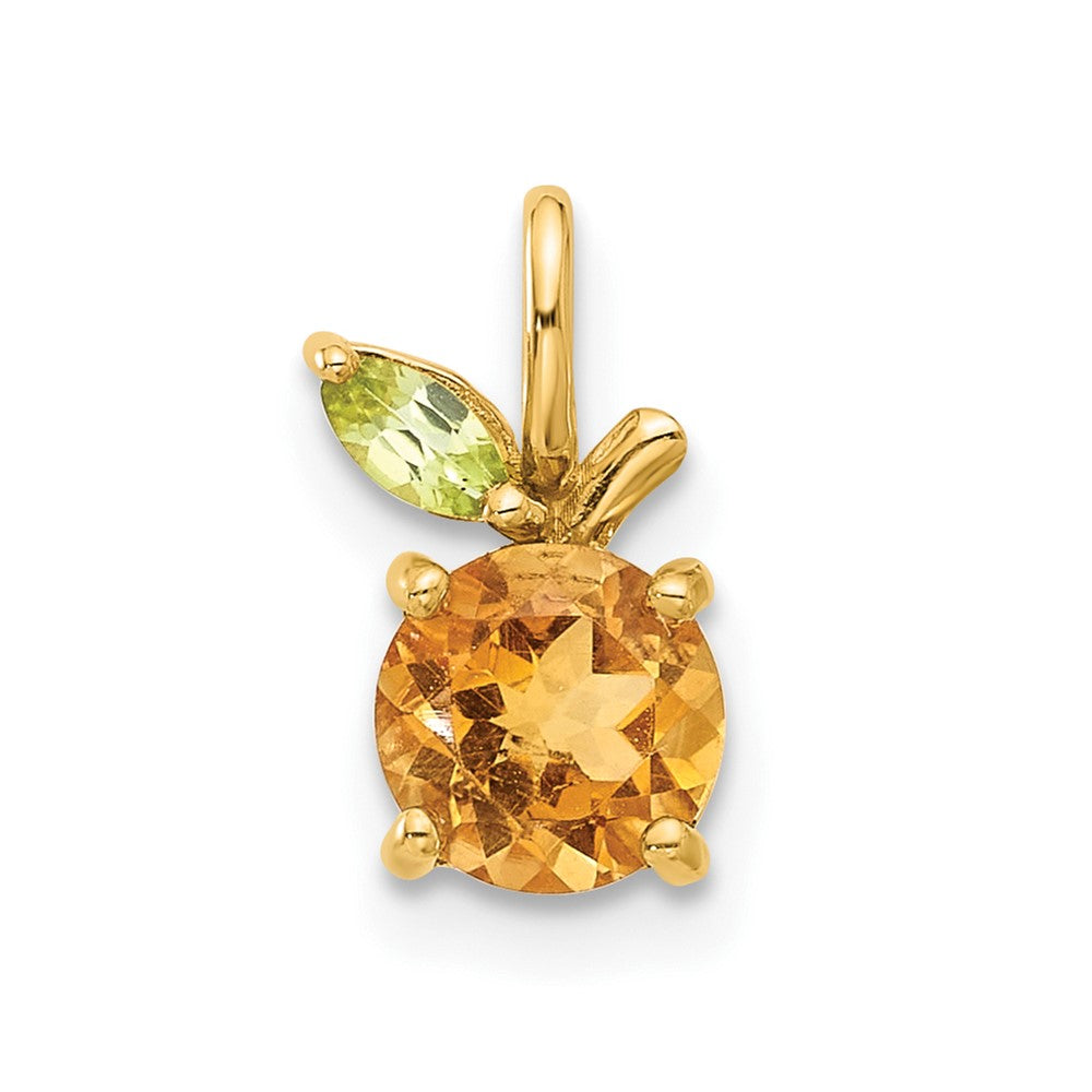 14K Yellow Gold Gold Citrine and Peridot Orange Chain Slide