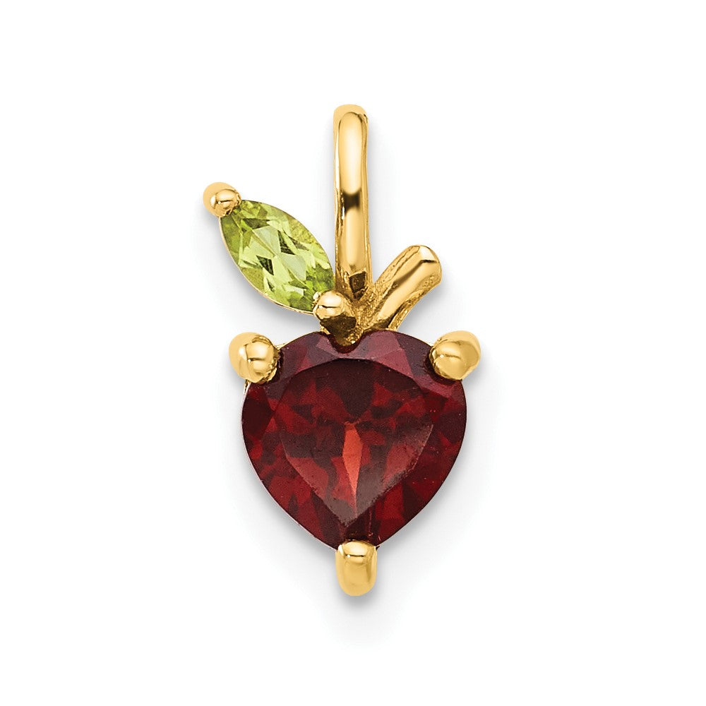 14K Yellow Gold Gold Garnet and Peridot Apple Chain Slide