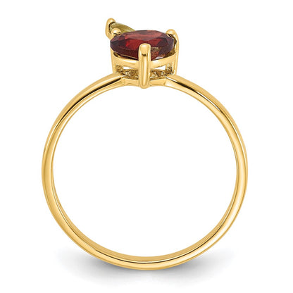 14K Yellow Gold Heart-shaped Garnet and Peridot Apple Size 7 Ring