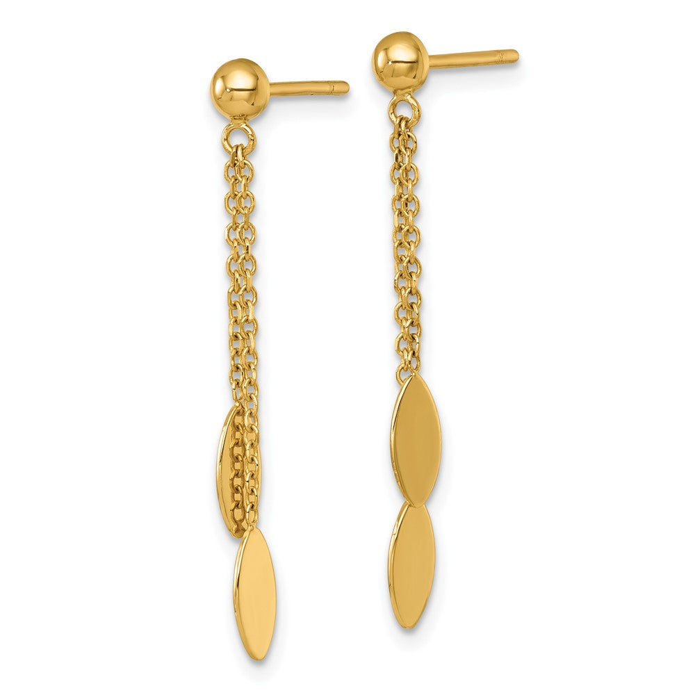 14K Yellow Gold Polished Oval Dangle Post Earrings