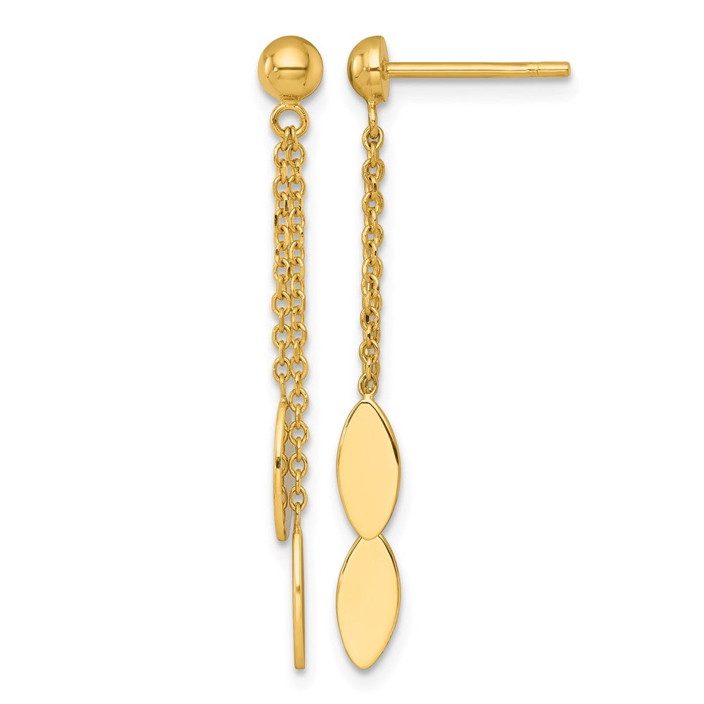 14K Yellow Gold Polished Oval Dangle Post Earrings