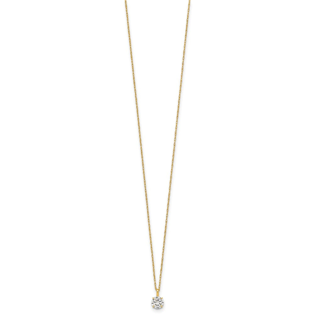 14K Yellow Gold Polished 5mm CZ Solitaire 18in Necklace