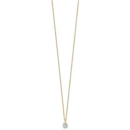 14K Yellow Gold Polished 5mm CZ Solitaire 18in Necklace