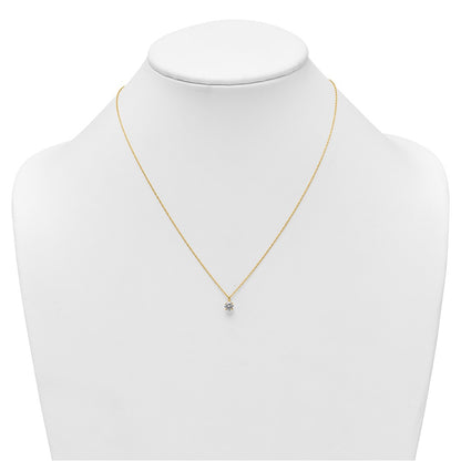 14K Yellow Gold Polished 5mm CZ Solitaire 18in Necklace