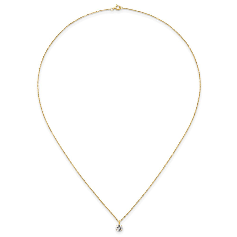 14K Yellow Gold Polished 5mm CZ Solitaire 18in Necklace