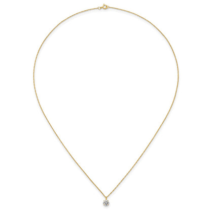 14K Yellow Gold Polished 5mm CZ Solitaire 18in Necklace