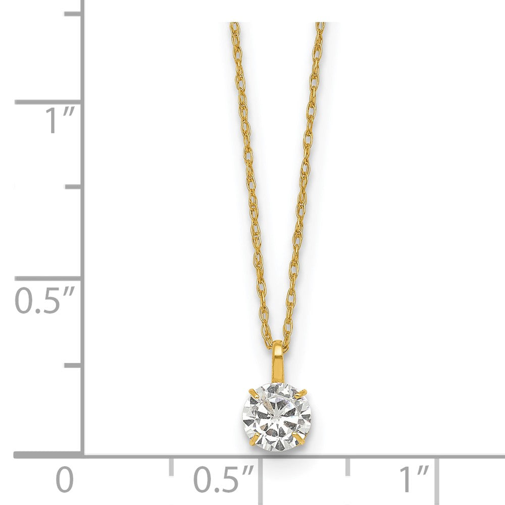 14K Yellow Gold Polished 5mm CZ Solitaire 18in Necklace