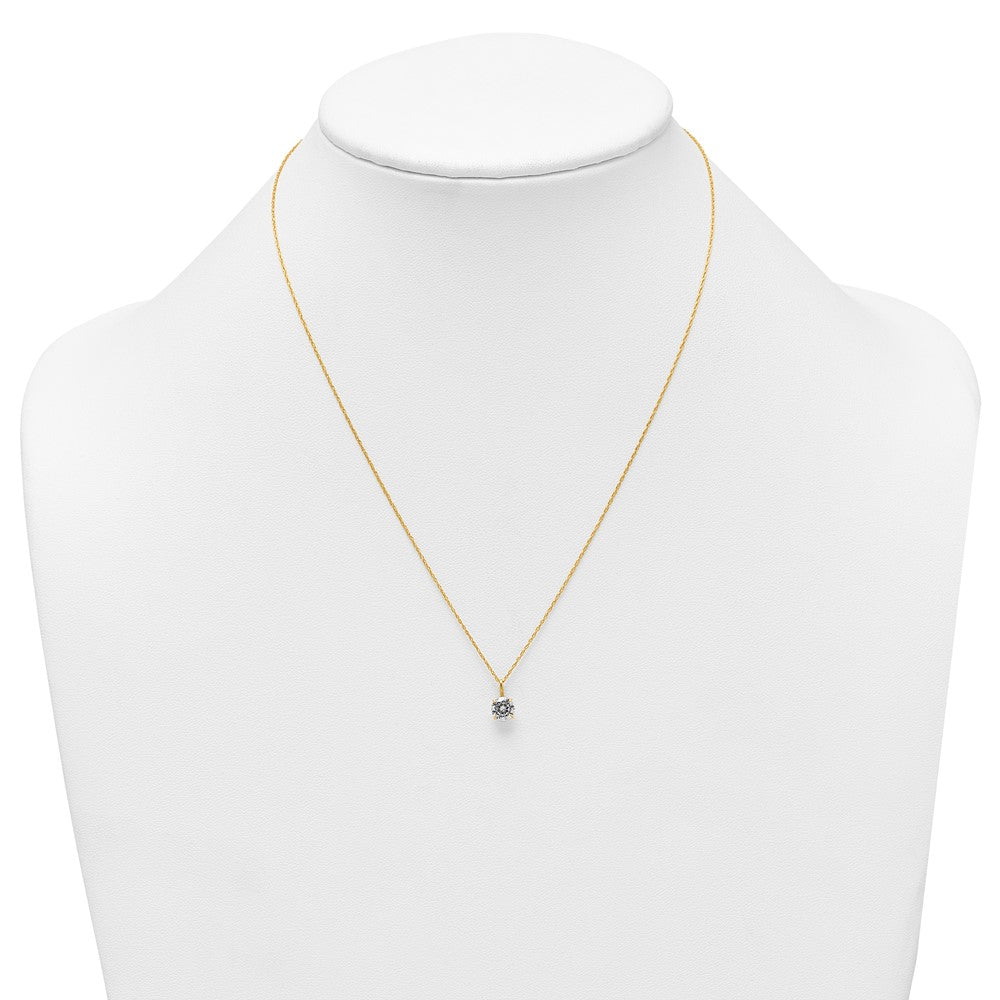 14K Yellow Gold Polished 6mm CZ Solitaire 18in Necklace