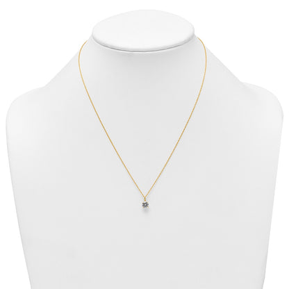 14K Yellow Gold Polished 6mm CZ Solitaire 18in Necklace