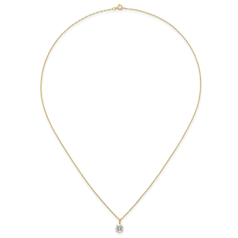 14K Yellow Gold Polished 6mm CZ Solitaire 18in Necklace
