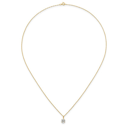14K Yellow Gold Polished 6mm CZ Solitaire 18in Necklace