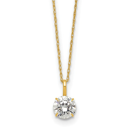14K Yellow Gold Polished 6mm CZ Solitaire 18in Necklace