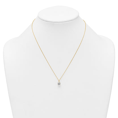 14K Yellow Gold Polished 7mm CZ Solitaire 18in Necklace