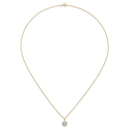 14K Yellow Gold Polished 7mm CZ Solitaire 18in Necklace