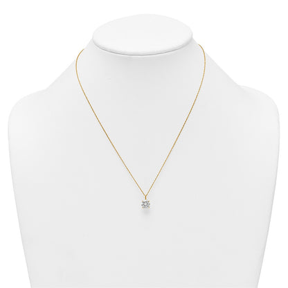 14K Yellow Gold Polished 8mm CZ Solitaire 18in Necklace
