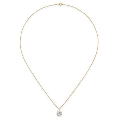 14K Yellow Gold Polished 8mm CZ Solitaire 18in Necklace