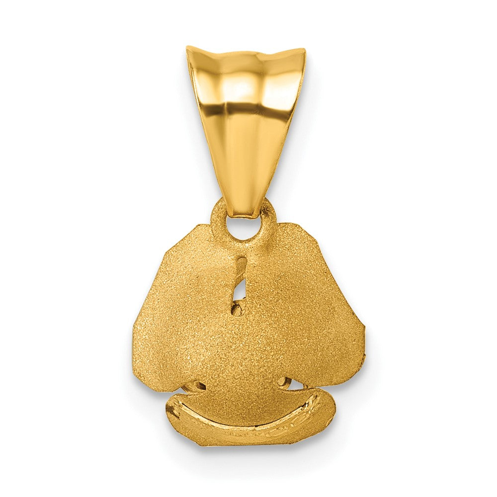 14K Yellow Gold Brushed Rose Flower Pendant