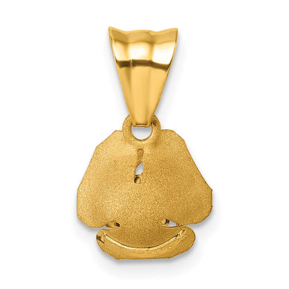 14K Yellow Gold Brushed Rose Flower Pendant