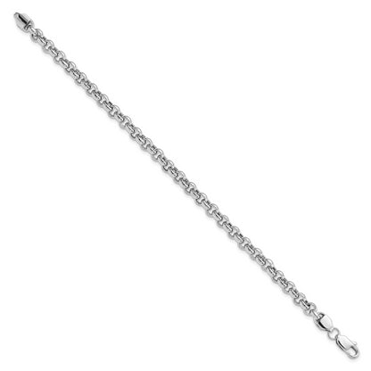 7.5 Inch 14K White Gold 7.5In 4.75mm Polished Fancy Rolo Link Bracelet
