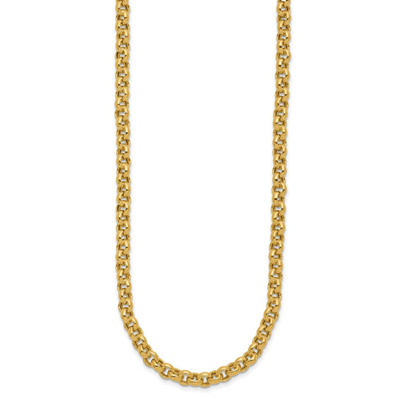 14K Yellow Gold 18In 5mm Polished Fancy Rolo Link Necklace
