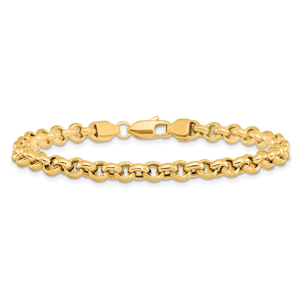 7.5 Inch 14K 7.5In 5mm Polished Fancy Rolo Link Bracelet