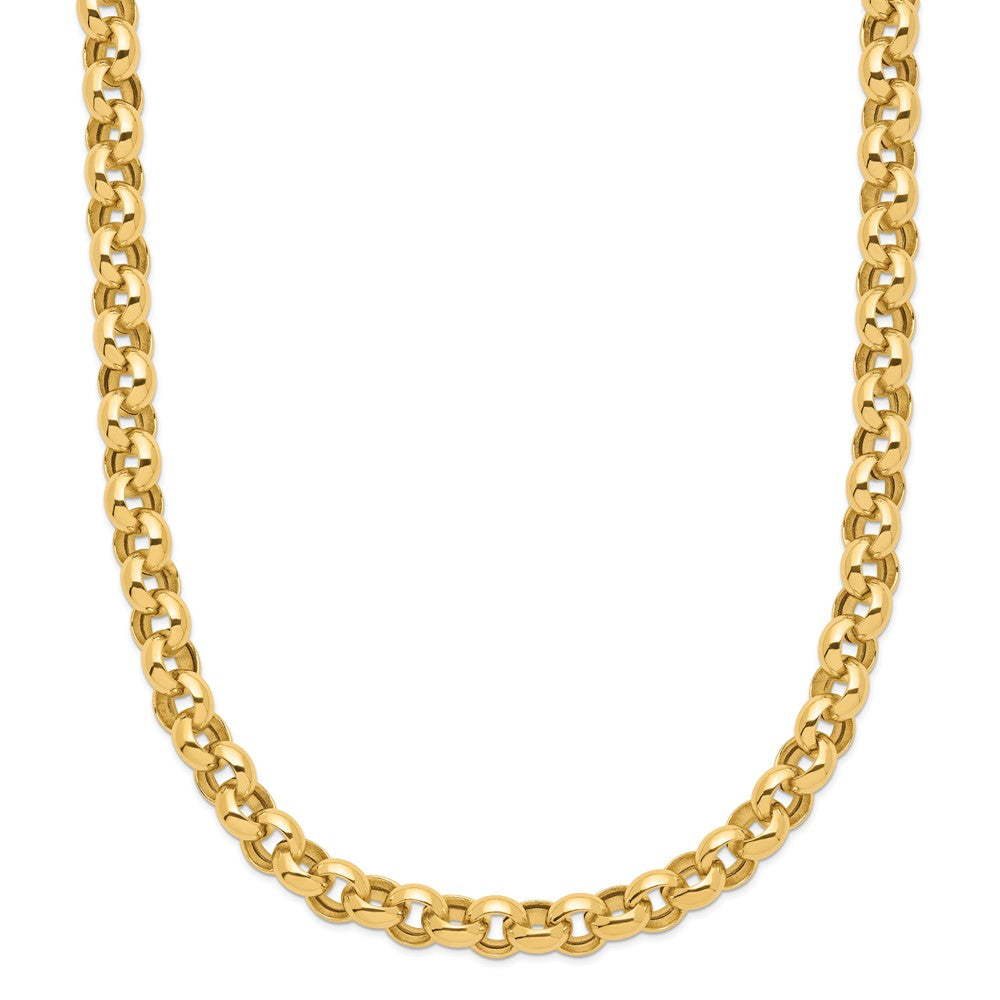 14K Yellow Gold 18In 7mm Polished Fancy Rolo Link Necklace
