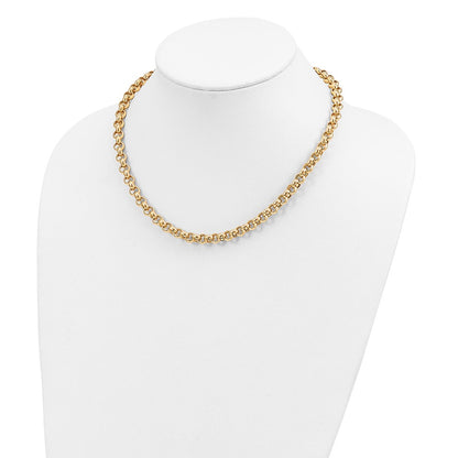 14K Yellow Gold 18In 7mm Polished Fancy Rolo Link Necklace
