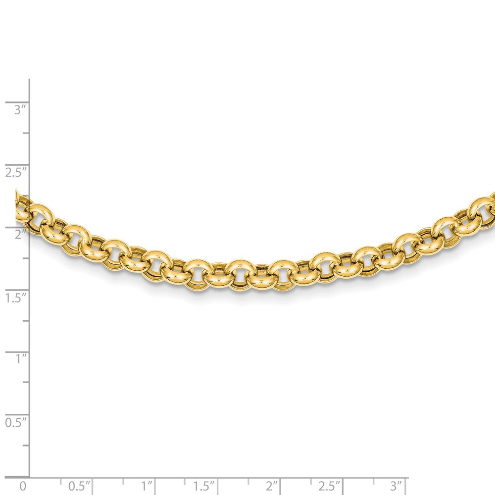 14K Yellow Gold 18In 7mm Polished Fancy Rolo Link Necklace