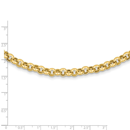 14K Yellow Gold 18In 7mm Polished Fancy Rolo Link Necklace