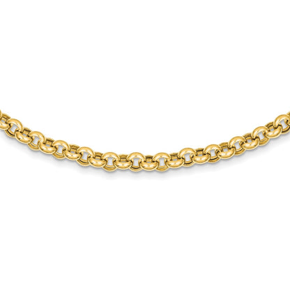 14K Yellow Gold 18In 7mm Polished Fancy Rolo Link Necklace