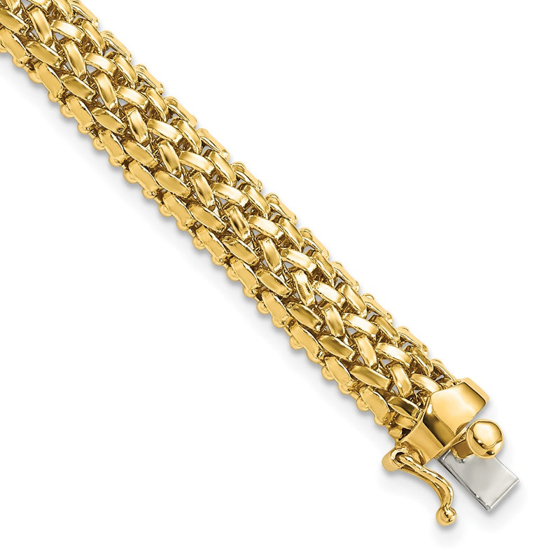 7.25 Inch 14K 7.25In 6.75mm Polished Mesh Bracelet