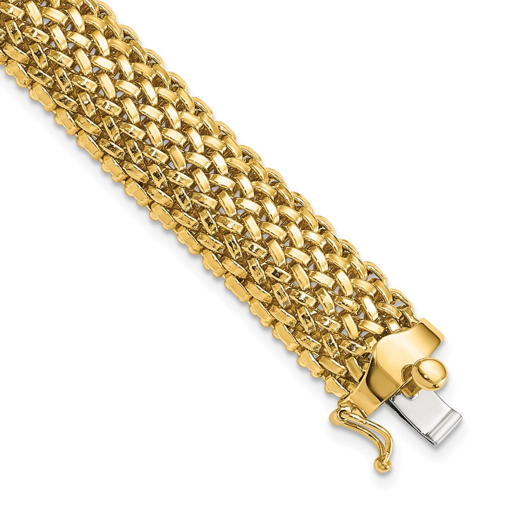 7.25 Inch 14K 7.25In 12.5mm Polished Mesh Bracelet
