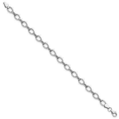 7 Inch 14K White Gold 7In Diamond-Cut Polished Fancy Bracelet