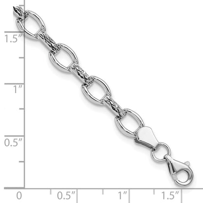 7 Inch 14K White Gold 7In Diamond-Cut Polished Fancy Bracelet
