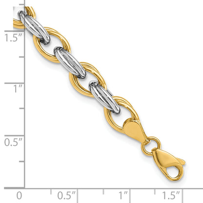 7.75 Inch 14K Two-Tone Fancy Hollow Link Bracelet
