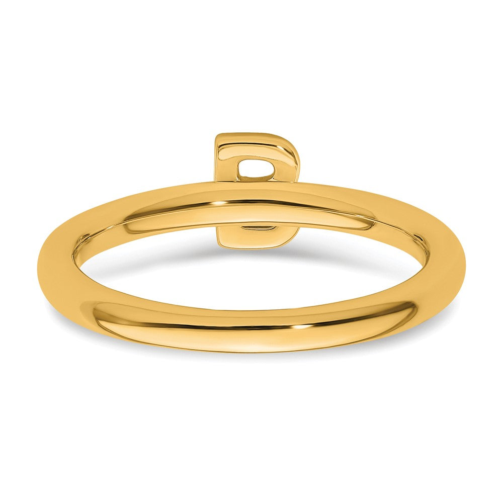 14K Yellow Gold Stackable Diamond Initial B Size 7 Ring