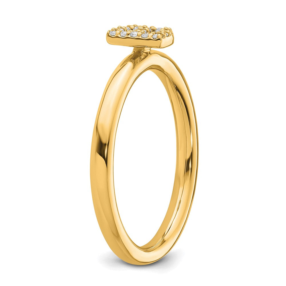 14K Yellow Gold Stackable Diamond Initial B Size 7 Ring