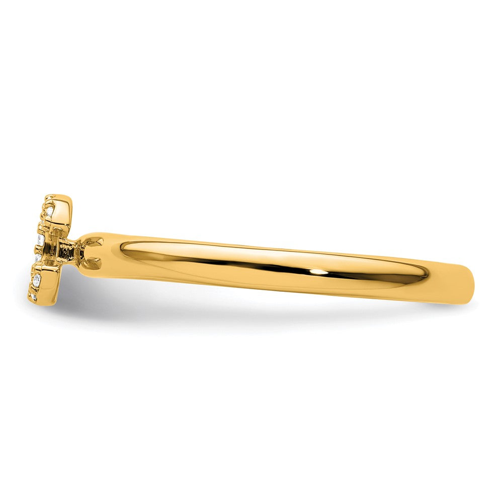14K Yellow Gold Stackable Diamond Initial C Size 7 Ring