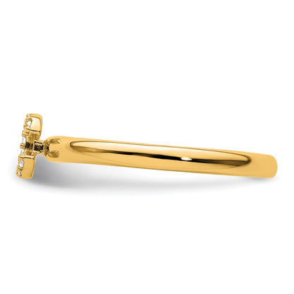 14K Yellow Gold Stackable Diamond Initial C Size 7 Ring