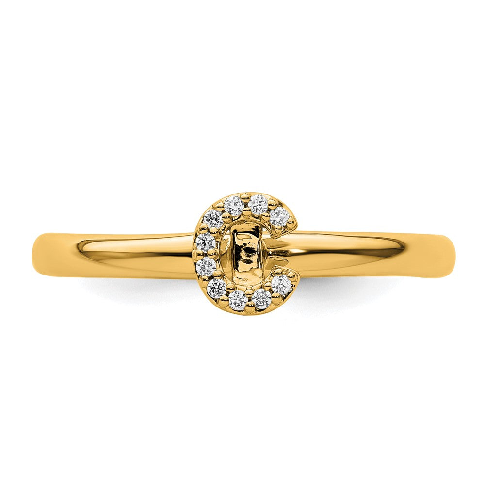 14K Yellow Gold Stackable Diamond Initial C Size 7 Ring