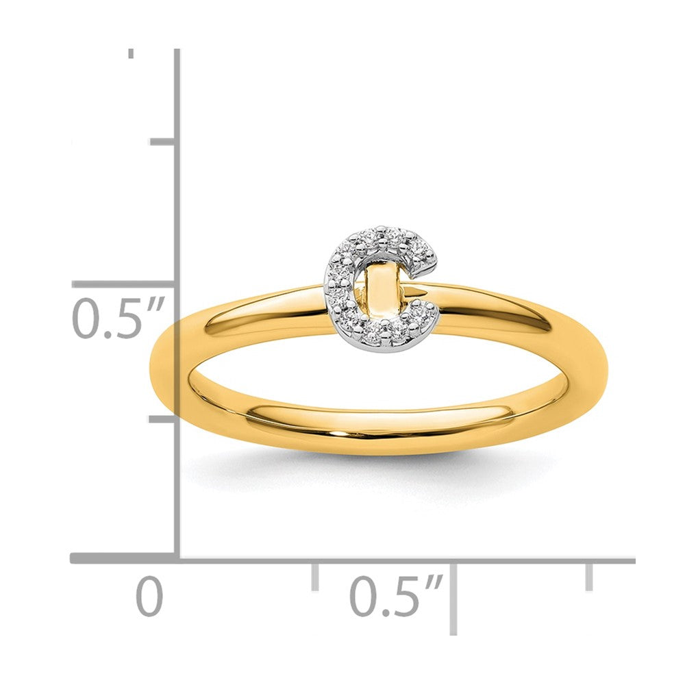 14K Yellow Gold Stackable Diamond Initial C Size 7 Ring
