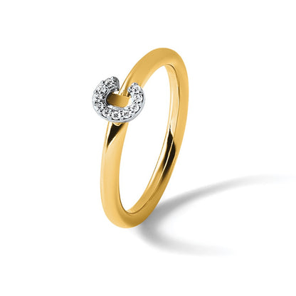 14K Yellow Gold Stackable Diamond Initial C Size 7 Ring
