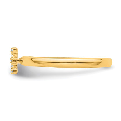 14K Yellow Gold Stackable Diamond Initial E Size 7 Ring