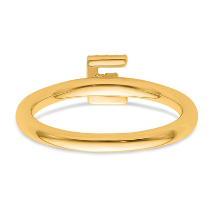 14K Yellow Gold Stackable Diamond Initial E Size 7 Ring