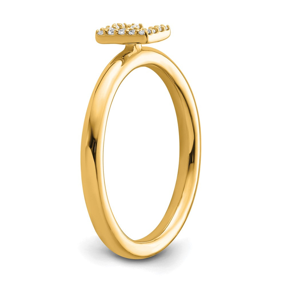 14K Yellow Gold Stackable Diamond Initial E Size 7 Ring