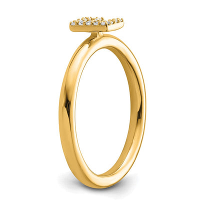 14K Yellow Gold Stackable Diamond Initial E Size 7 Ring